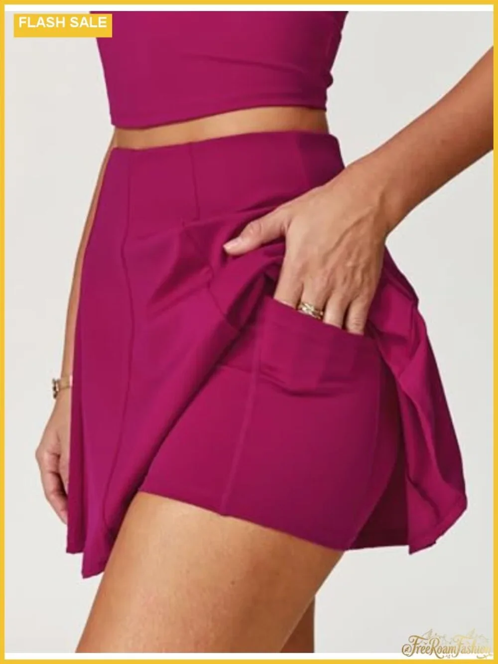 Women's 2 Piece Tennis Skirt Set V Neck Tank Crop Top High Waisted Skort with